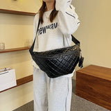 Large Women's Waist Bag Chest Bag PU Leather Waterproof Fanny Pack