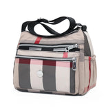 Women Crossbody Bag Plaid Stripes Nylon Shoulder Bags Messenger Handbags