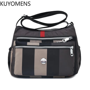 Women Crossbody Bag Plaid Stripes Nylon Shoulder Bags Messenger Handbags