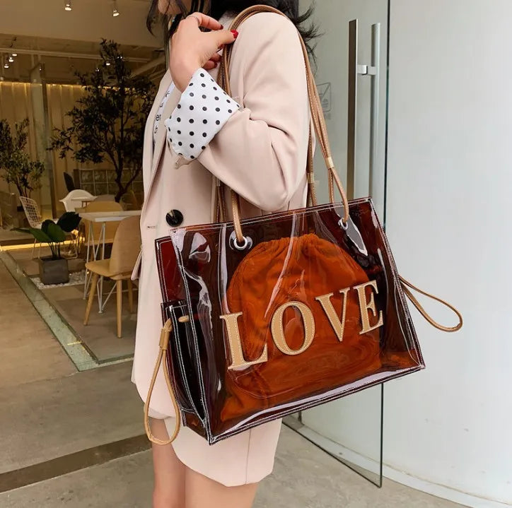 Large Capacity Transparent PVC Tote Bag for Women