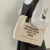 Large-capacity Canvas Bags for Women Letter Print Tote Versatile Casual