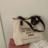 Large-capacity Canvas Bags for Women Letter Print Tote Versatile Casual