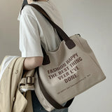 Large-capacity Canvas Bags for Women Letter Print Tote Versatile Casual