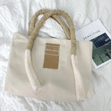 Canvas Shoulder Bag Casual Letter Handbag Large Capacity