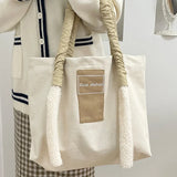Canvas Shoulder Bag Casual Letter Handbag Large Capacity