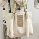 Canvas Shoulder Bag Casual Letter Handbag Large Capacity