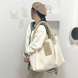 Canvas Shoulder Bag Casual Letter Handbag Large Capacity