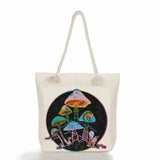 Large-capacity Canvas Shoulder Bag Women Personalized Butterfly Mushroom Handbag