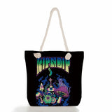 Large-capacity Canvas Shoulder Bag Women Personalized Butterfly Mushroom Handbag