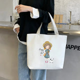 Canvas Shoulder Bag Women's Casual Cartoon Print Handbag
