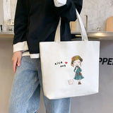 Canvas Shoulder Bag Women's Casual Cartoon Print Handbag