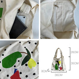 Canvas Shoulder Bag Women's Polka Dot Handbag Tote