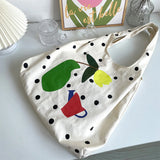 Canvas Shoulder Bag Women's Polka Dot Handbag Tote