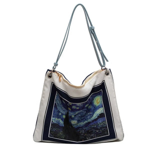 Canvas Shoulder Bags for Women Retro Print Handbag Totebag