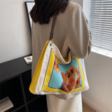Canvas Shoulder Bags for Women Retro Print Handbag Totebag