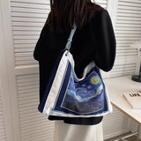 Canvas Shoulder Bags for Women Retro Print Handbag Totebag