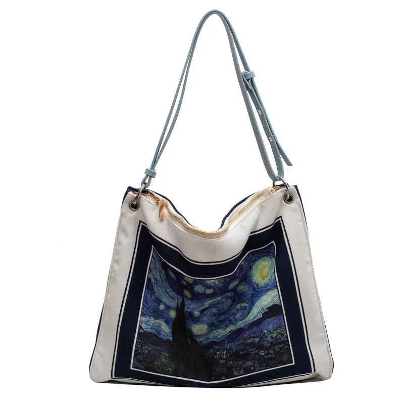 Canvas Shoulder Bags for Women Retro Print Handbag Totebag