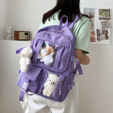 Large-capacity Women Multi-Pocket Nylon Backpack School Bag