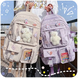 Large-capacity Women Multi-Pocket Nylon Backpack School Bag Female Girl Backpack