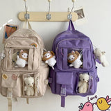 Large-capacity Women Multi-Pocket Nylon Backpack School Bag