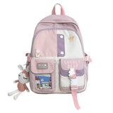 Women Multi-Pocket Nylon Backpack School Bag Laptop Book