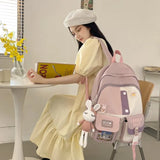Women Multi-Pocket Nylon Backpack School Bag Laptop Book