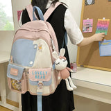 Women Multi-Pocket Nylon Backpack School Bag Laptop Book