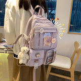 Large-capacity Women Multi-Pocket Nylon Backpack School Bag Female Girl Backpack