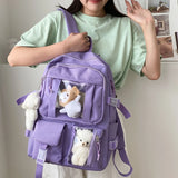 Large-capacity Women Multi-Pocket Nylon Backpack School Bag