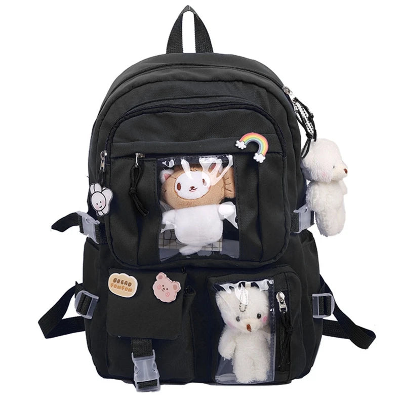 Large-capacity Women Multi-Pocket Nylon Backpack School Bag