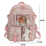 Women Multi-Pocket Nylon Backpack School Bag Girl Backpack