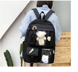 Large-capacity Women Multi-Pocket canvas Backpack Candy Waterproof