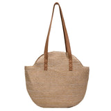 Large-capacity Woven Straw Shoulder Bag for Sunglasses and Cosmetics