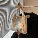 Large-capacity Jacquard Canvas Shoulder Tote Bag
