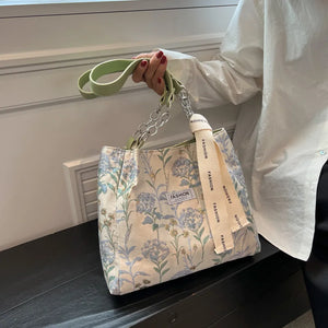 Large-capacity Jacquard Canvas Shoulder Tote Bag