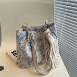 Large-capacity Jacquard Canvas Shoulder Tote Bag