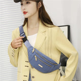 Large-Capacity Dual-Zip Cross-Body Mobile Phone Waist Bag for Women