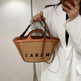 Straw Woven Crossbody Messenger Bag Beach Handbag