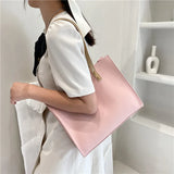 Retro Women's Shoulder Bags PU Leather Lock Handbags