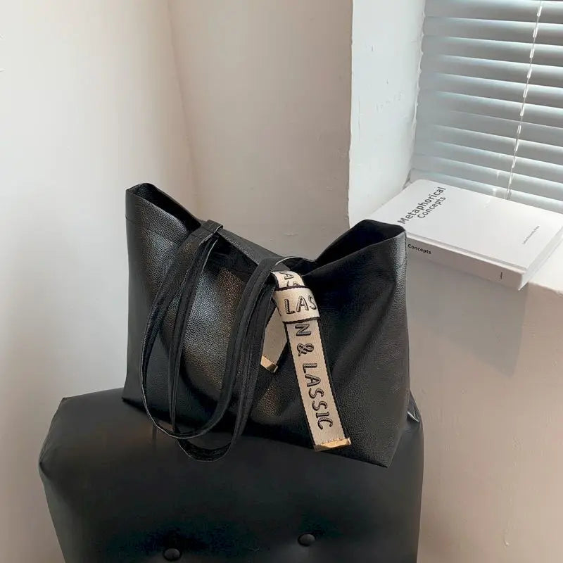 Silk Scarf Tote Bag Female Casual Shoulder Bag Underarm Big Bag Gothic
