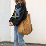 Large-capacity Canvas Shoulder Bag Solid Mori Art Handbag