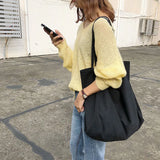 Large-capacity Canvas Shoulder Bag Solid Mori Art Handbag