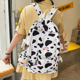 Leopard Print Women Backpack High School Student College Schoolbag