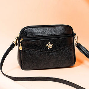 Small Fresh Printed Shoulder Bag PU Waterproof Messenger Bag Texture Female Bag