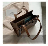 Retro Western Plaid Shoulder Bag with Large Capacity
