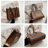 Retro Western Plaid Shoulder Bag with Large Capacity
