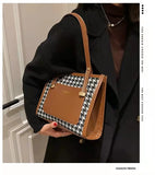 Retro Western Plaid Shoulder Bag with Large Capacity