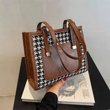Retro Western Plaid Shoulder Bag with Large Capacity