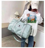 Large-capacity canvas travel bag with shoe warehouse