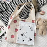 Large Capacity Peach Print Shoulder Bag Japanese Students School Bag
